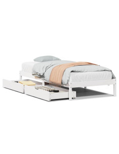 Letto senza Materasso Bianco 90x190 cm in Legno Massello Pino