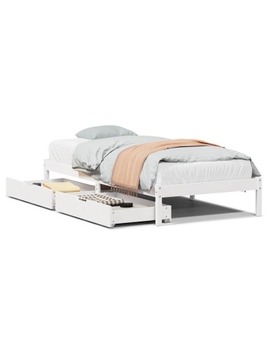 Letto senza Materasso Bianco 90x190 cm in Legno Massello Pino