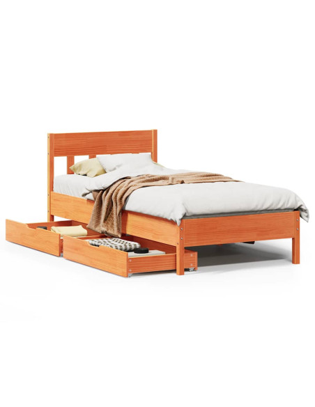 Letto senza Materasso Marrone Cera 100x200 cm in Legno di Pino