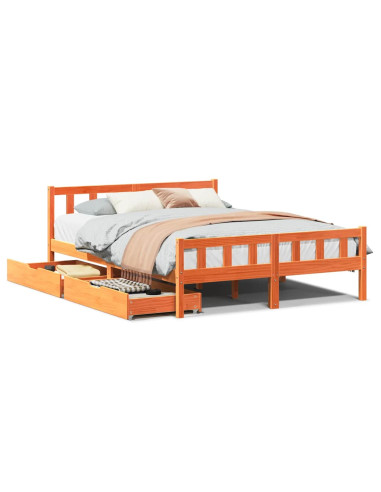 Letto senza Materasso Marrone Cera 150x200 cm in Legno di Pino