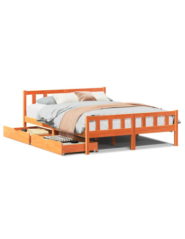 Letto senza Materasso Marrone Cera 160x200 cm in Legno di Pino