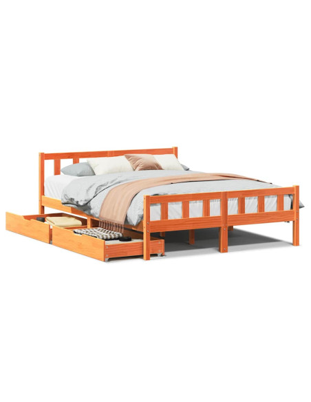 Letto senza Materasso Marrone Cera 160x200 cm in Legno di Pino