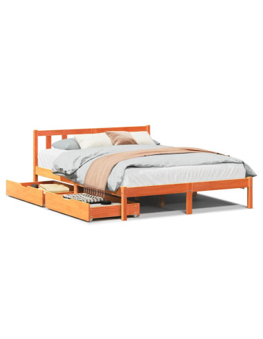 Letto senza Materasso Marrone Cera 160x200 cm in Legno di Pino