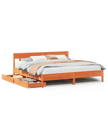 Letto senza Materasso Marrone Cera 180x200 cm in Legno di Pino