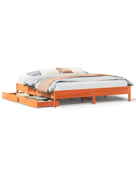 Letto senza Materasso Marrone Cera 180x200 cm in Legno di Pino