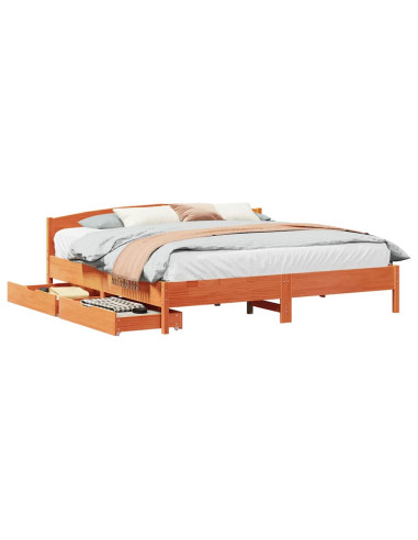 Letto senza Materasso Marrone Cera 200x200 cm in Legno di Pino