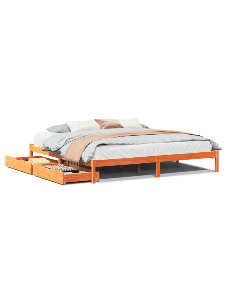 Letto senza Materasso Marrone Cera 200x200 cm in Legno di Pino