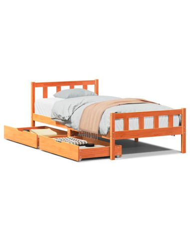 Letto senza Materasso Marrone Cera 75x190 cm in Legno di Pino