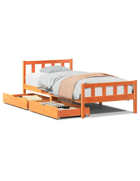 Letto senza Materasso Marrone Cera 75x190 cm in Legno di Pino