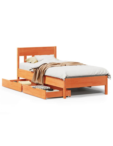 Letto senza Materasso Marrone Cera 75x190 cm in Legno di Pino