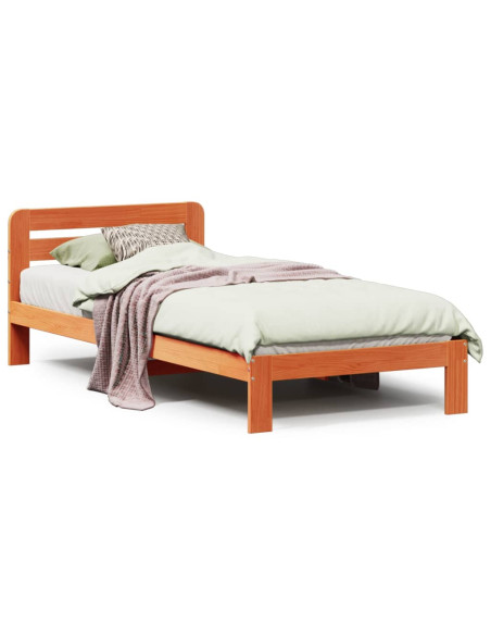 Letto senza Materasso Marrone Cera 90x190 cm in Legno di Pino