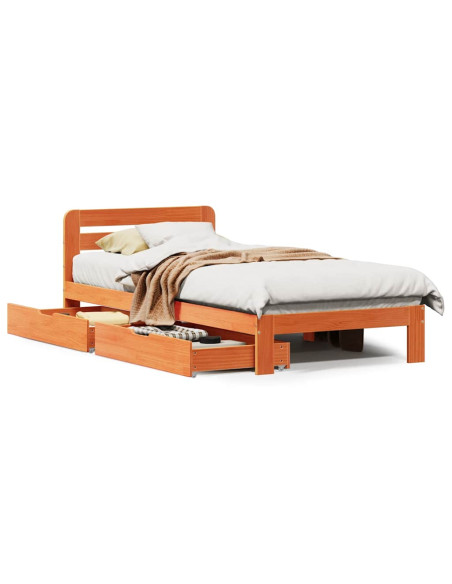 Letto senza Materasso Marrone Cera 90x190 cm in Legno di Pino