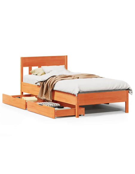 Letto senza Materasso Marrone Cera 90x200 cm Legno di Pino