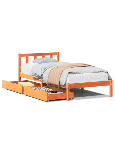 Letto senza Materasso Marrone Cera 90x200 cm Legno di Pino