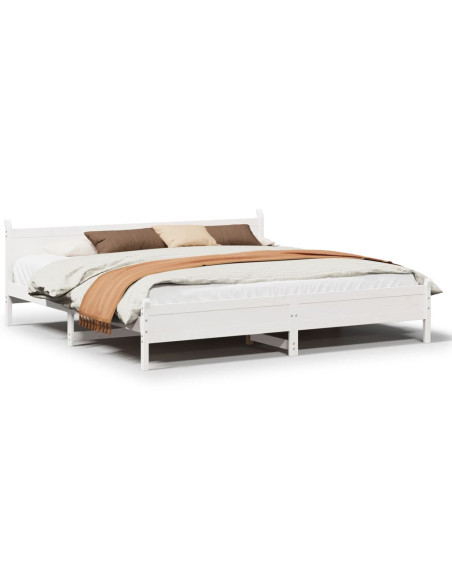 Letto senza Materasso Bianco 180x200 cm Legno Massello di Pino