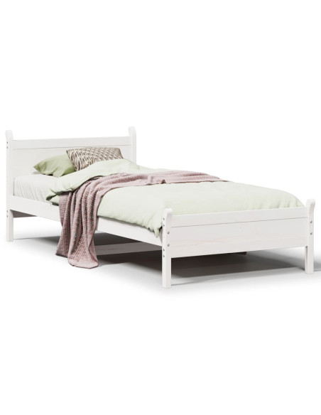 Letto senza Materasso Bianco 90x200 cm Legno Massello di Pino