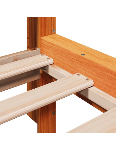 Letto Libreria senza Materasso Marrone Cera 75x190 cm in Pino