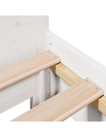 Letto senza Materasso Bianco 75x190 in Legno Massello di Pino