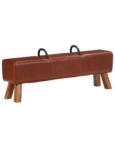 Panca Turnbock Vintage con Maniglie in Vera Pelle di Capra