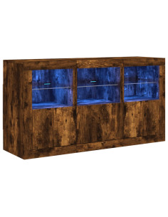 Credenza con Luci LED Rovere Fumo 123x37x67 cm 2