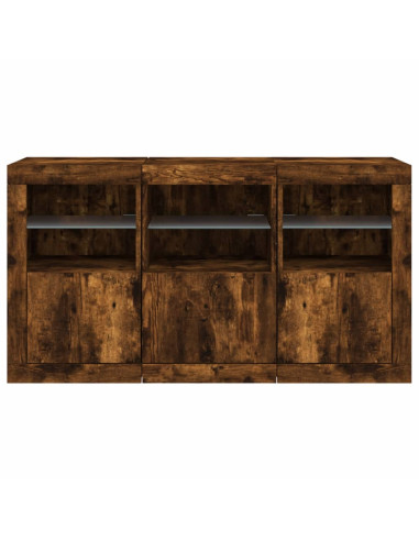 Credenza con Luci LED Rovere Fumo 123x37x67 cm