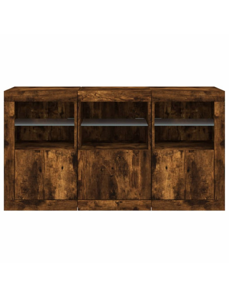 Credenza con Luci LED Rovere Fumo 123x37x67 cm