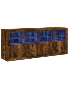 Credenza con Luci LED Rovere Fumo 163x37x67 cm 2