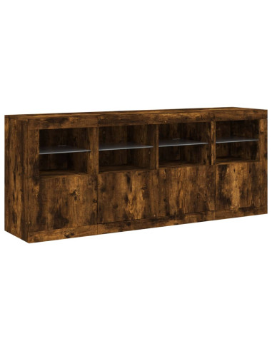 Credenza con Luci LED Rovere Fumo 163x37x67 cm