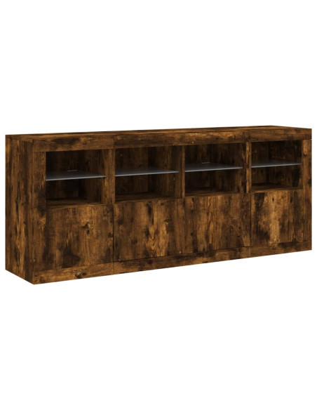Credenza con Luci LED Rovere Fumo 163x37x67 cm