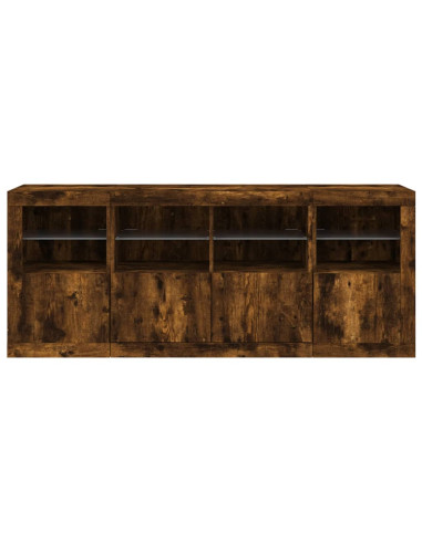 Credenza con Luci LED Rovere Fumo 163x37x67 cm