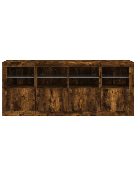Credenza con Luci LED Rovere Fumo 163x37x67 cm