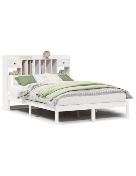 Letto Libreria senza Materasso Bianco 150x200 cm Legno di Pino