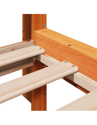 Letto Libreria senza Materasso Marrone Cera 140x200 cm in Pino