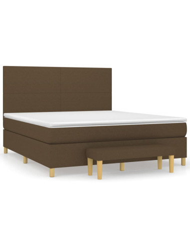 Giroletto a Molle con Materasso Marrone Scuro 160x200cm Tessuto