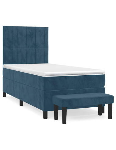 Giroletto a Molle con Materasso Blu Scuro 80x200 cm in Velluto
