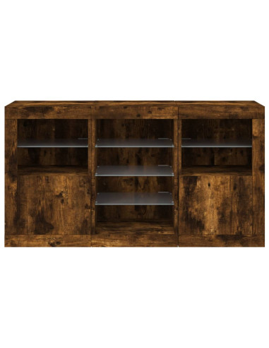 Credenza con Luci LED Rovere Fumo 123x37x67 cm