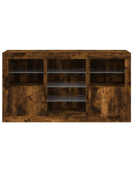 Credenza con Luci LED Rovere Fumo 123x37x67 cm