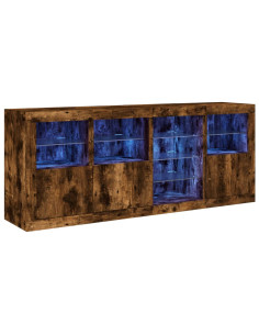 Credenza con Luci LED Rovere Fumo 164x37x67 cm 2