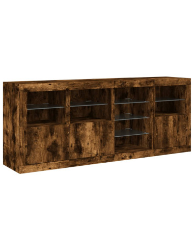 Credenza con Luci LED Rovere Fumo 164x37x67 cm