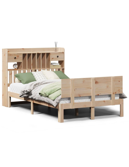 Letto Libreria senza Materasso 135x190 cm in Legno di Pino