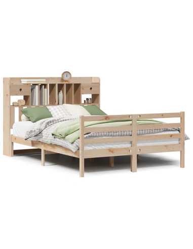 Letto Libreria senza Materasso 140x190 cm in Legno di Pino