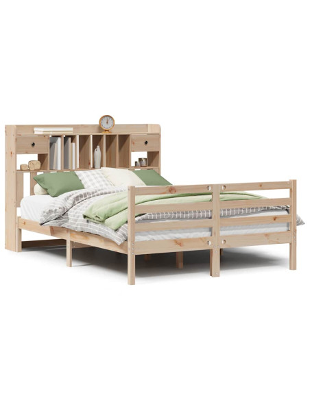 Letto Libreria senza Materasso 140x190 cm in Legno di Pino