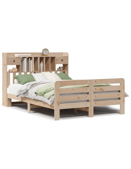 Letto Libreria senza Materasso 160x200 cm in Legno di Pino