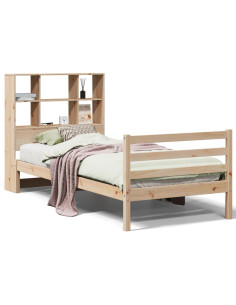 Letto Libreria senza Materasso 90x190 cm Legno Massello Pino