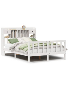 Letto Libreria senza Materasso Bianco 150x200 cm Legno di Pino