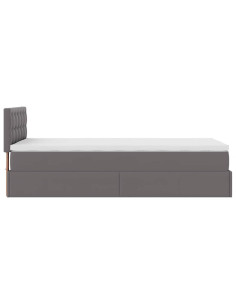 Letto Pouf con Materasso Grigio 90x190 cm Similpelle