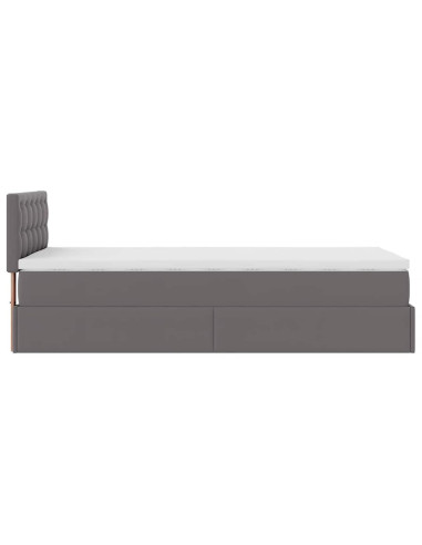 Letto Pouf con Materasso Grigio 90x190 cm Similpelle