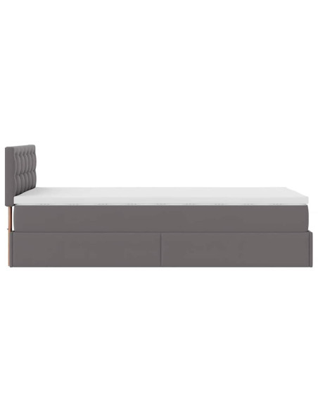 Letto Pouf con Materasso Grigio 90x190 cm Similpelle