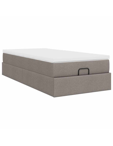 Struttura Letto Pouf con Materasso Tortora 80x200 cm in Tessuto