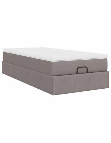 Struttura Letto Pouf con Materasso Tortora 90x200 cm in Tessuto